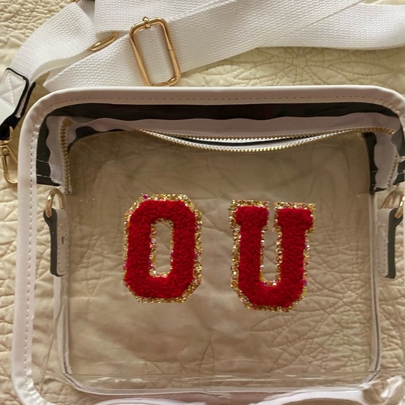SOLD ‼️Nwt Game Day clear bag. Adorable OU. Oklahoma? Ohio Leather Heavy plastic - Picture 4 of 10